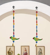 Pack Of 4 Handmade Wall Hangings for Home Decoration Toran Parrot Latkans with Bells, Home Decor, Indian Wedding favors, Diwali Gift